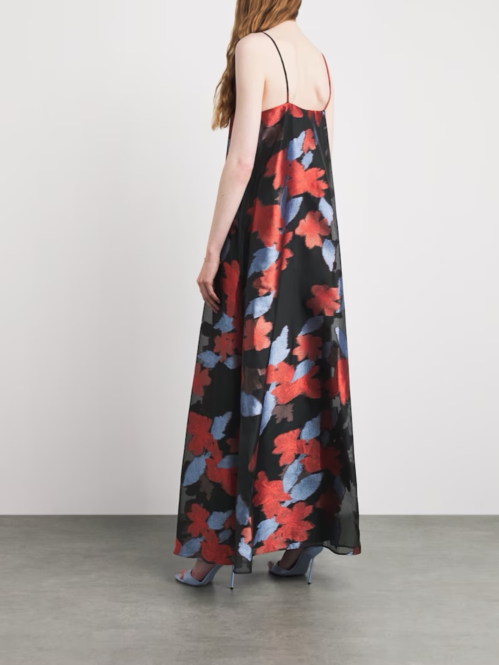 STAUD Satin Organza Delfina Maxi Dress L NWT night garden - Picture 4 of 9